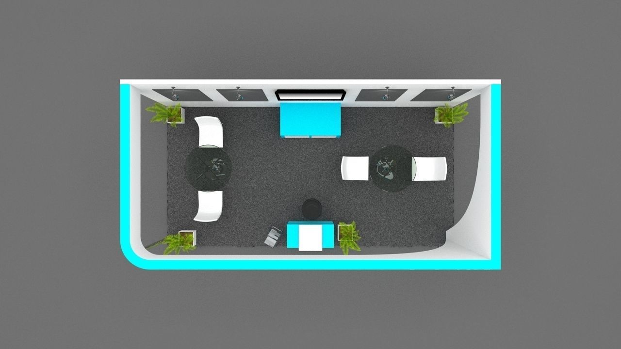Exhibition stall 3d model 6m x 3m 3 side open 3D model_1