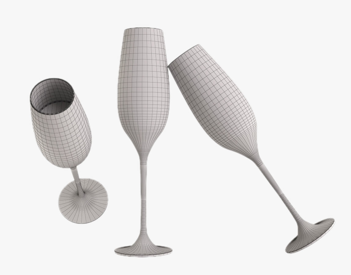 Champagne glass 3D model_1
