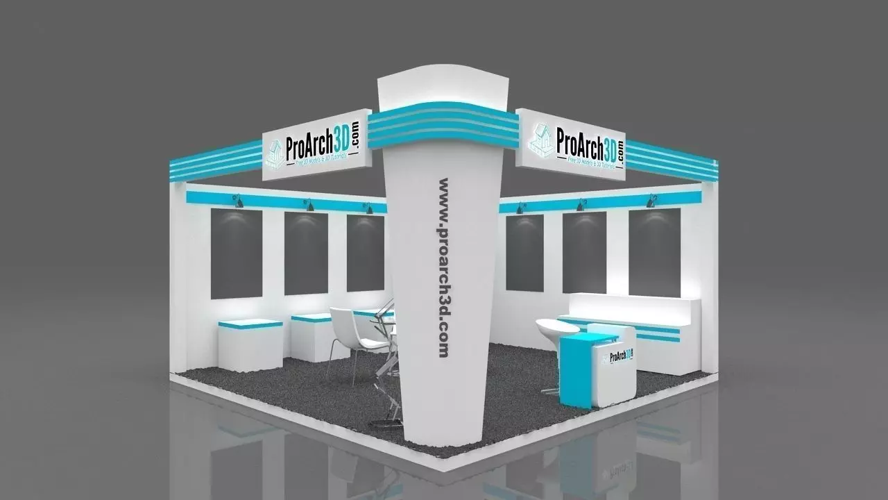 Exhibition stall 3d model 5x5 2 side open 3D model