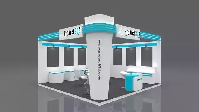 Exhibition stall 3d model 5x5 2 side open 3D model