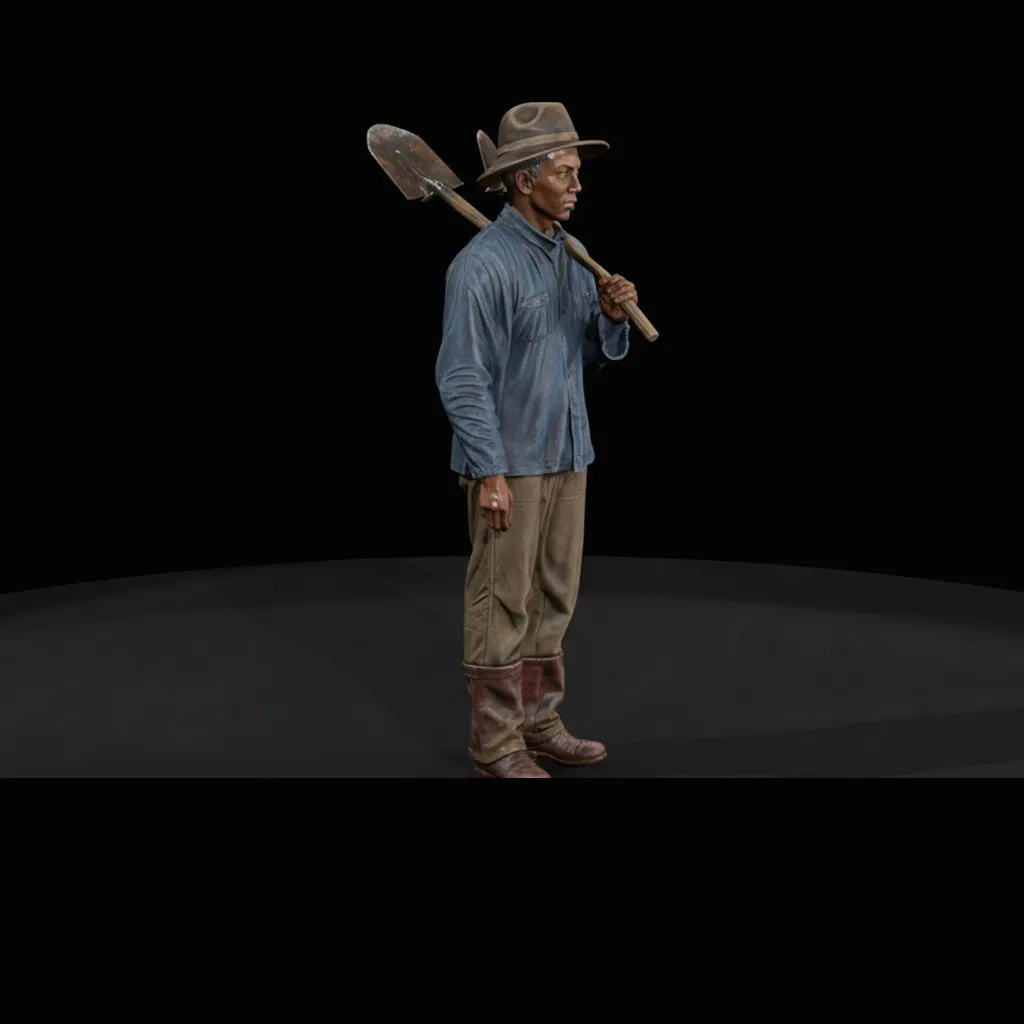 Man with Shovel 1930s Worker 3D print model