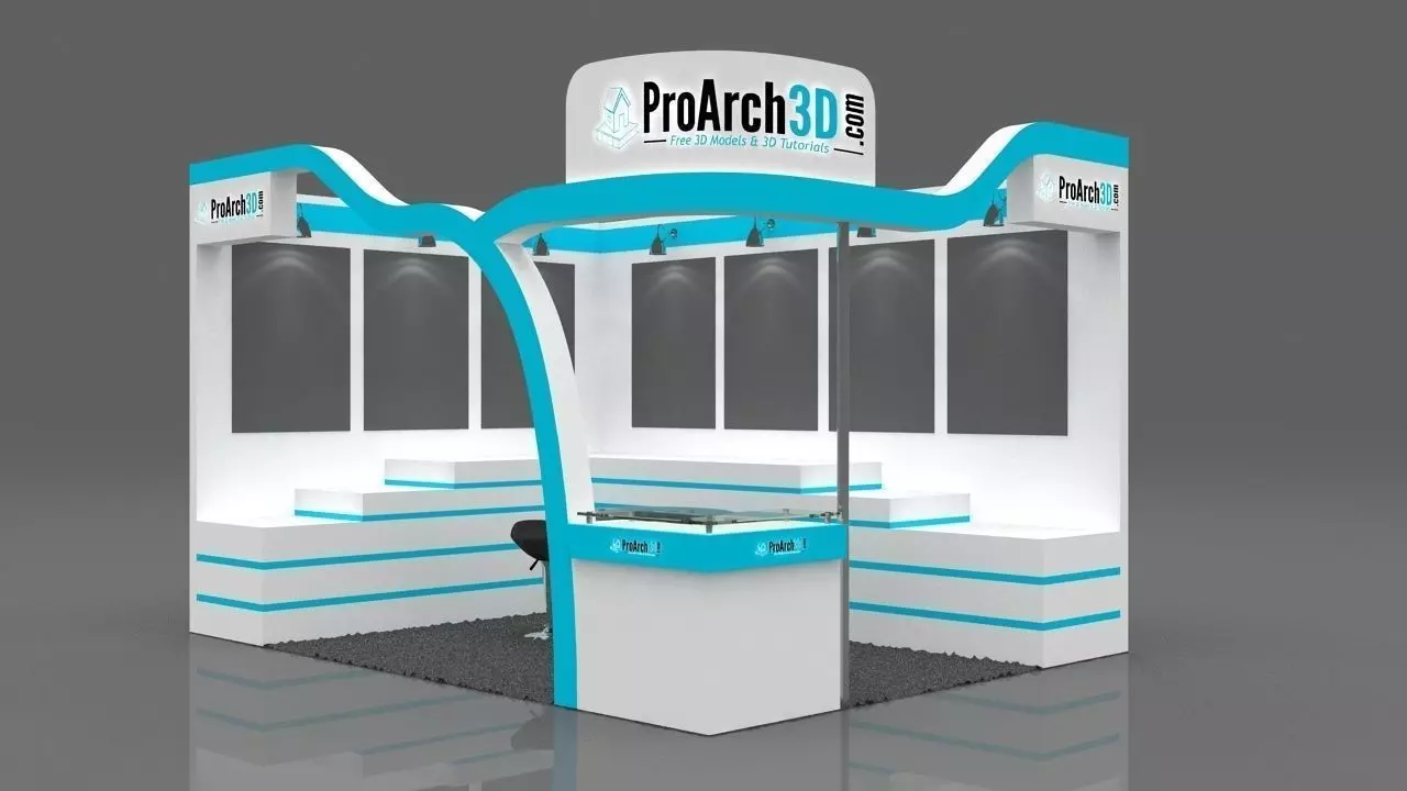 Exhibition stall 3d model 4x3 2 side open 3D model_0