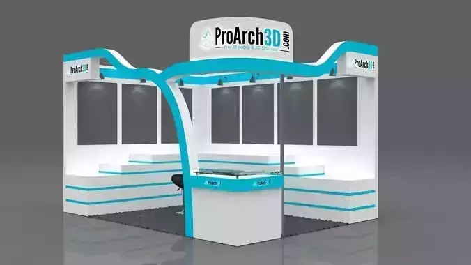 Exhibition stall 3d model 4x3 2 side open 3D model