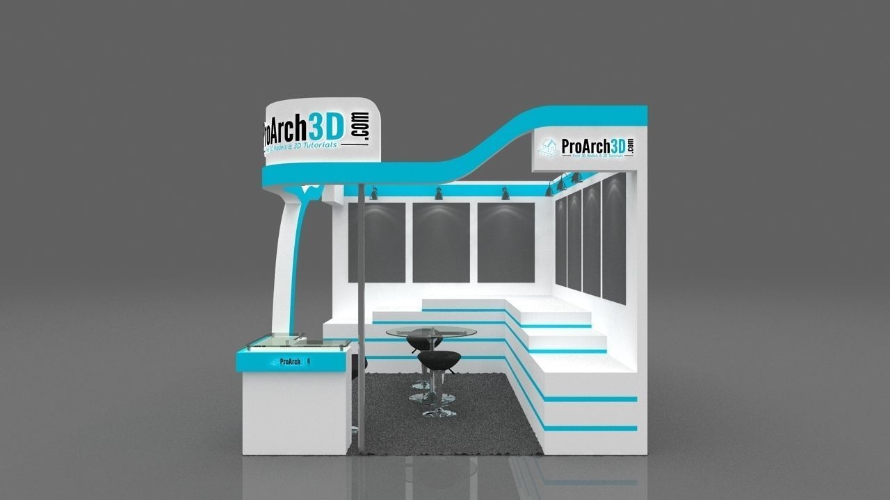 Exhibition stall 3d model 4x3 2 side open 3D model_1