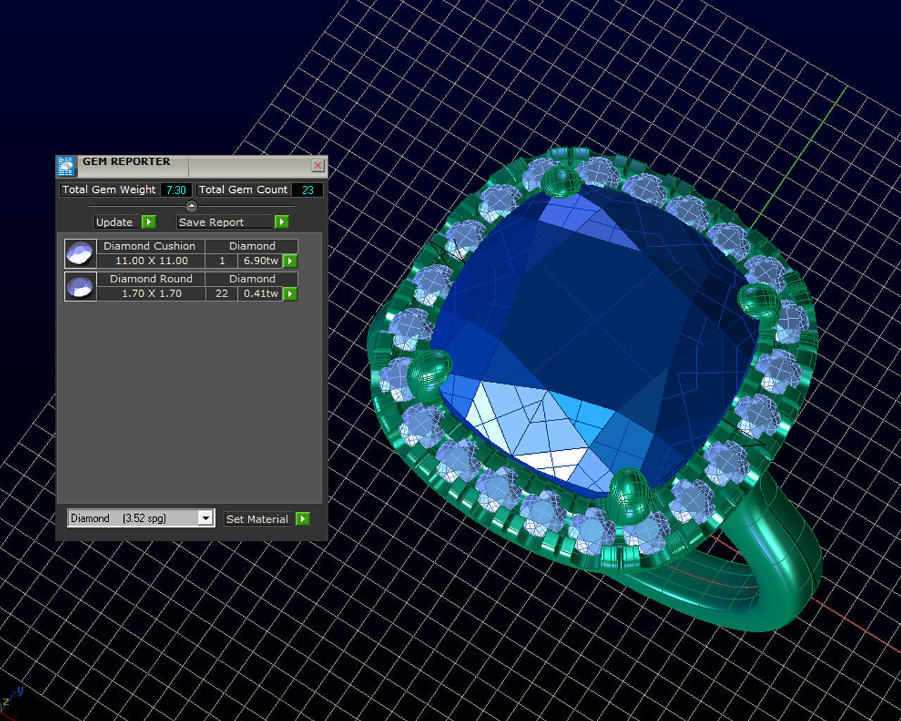 ZLR0128 sapphire and diamond ring 3D print model_5