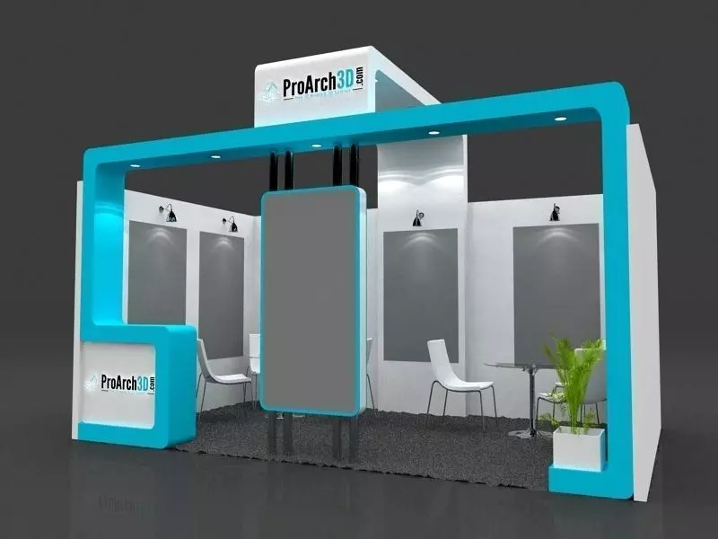Exhibition stall 3d model 5x3 1 side open 3D model_0