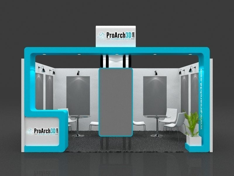 Exhibition stall 3d model 5x3 1 side open 3D model_1