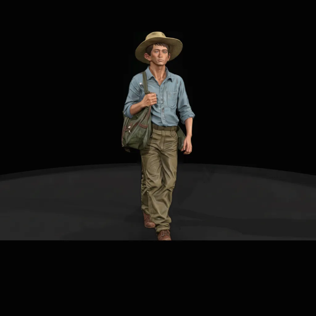 1930s Man with Widebrim Hat 3D print model