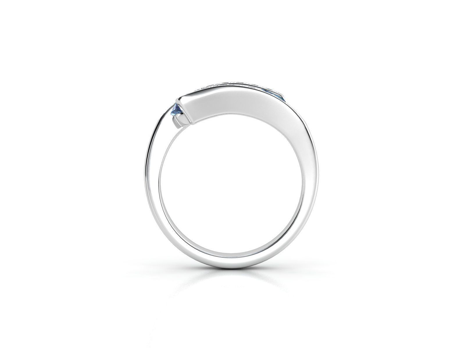 ZLR0121 sapphire and diamond ring 3D print model_2