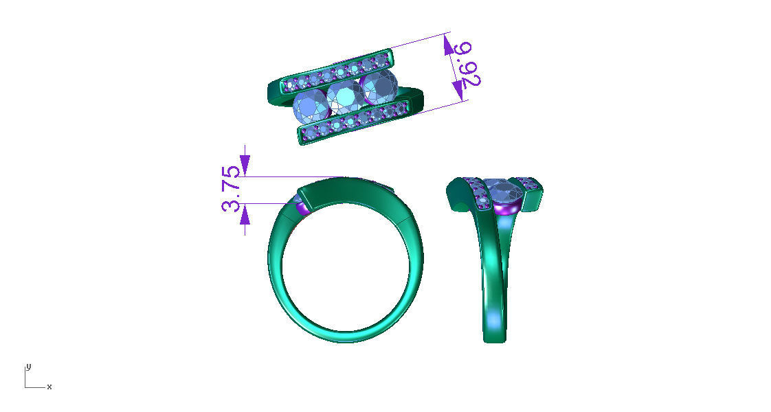 ZLR0121 sapphire and diamond ring 3D print model_5