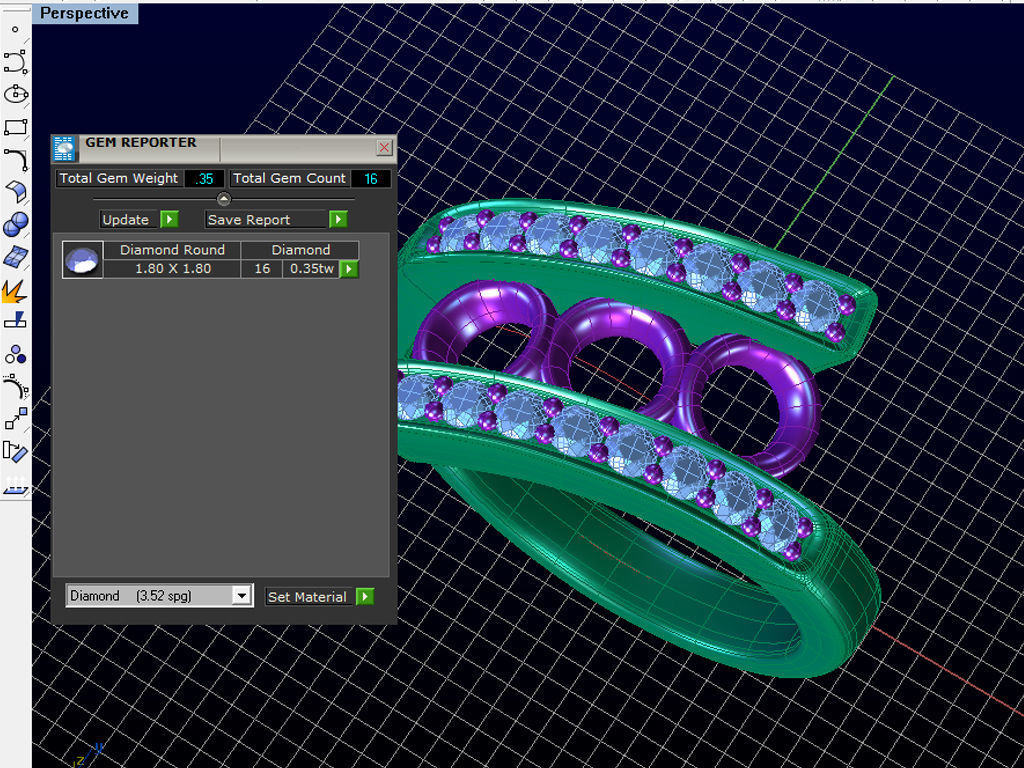 ZLR0121 sapphire and diamond ring 3D print model_4
