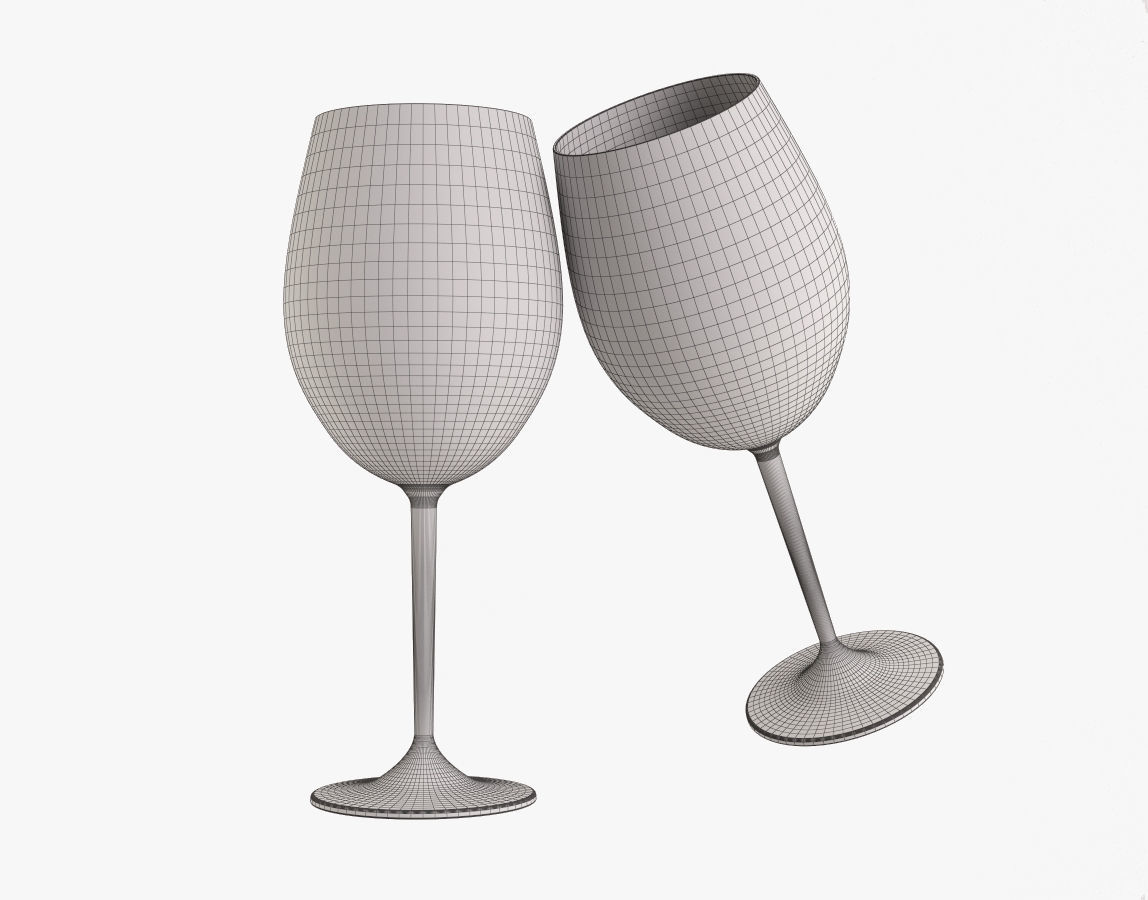 Glass with red wine 3D model_1