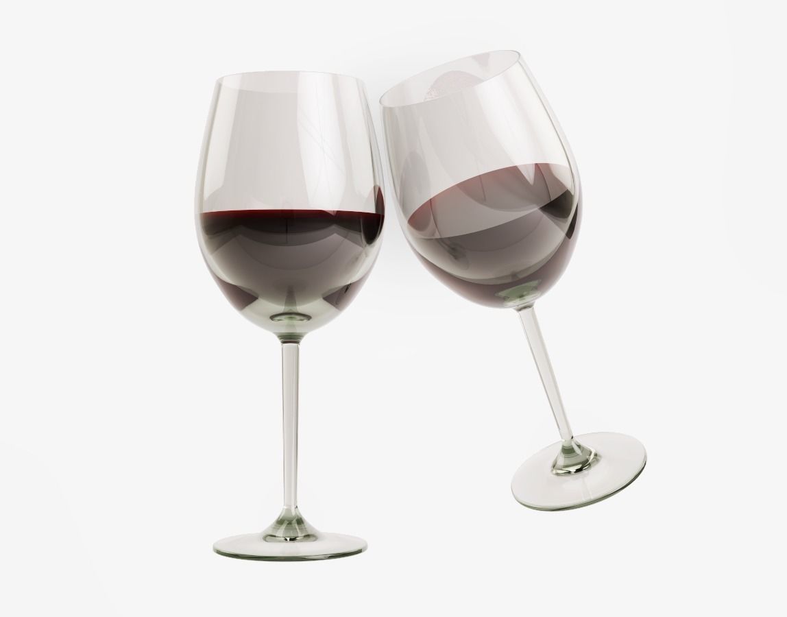 Glass with red wine 3D model_0