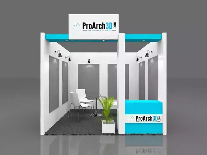 Exhibition stall 3d model 3x3 1 side open