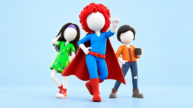 Stickz Female - Modular 3D Cartoon Stick Figures