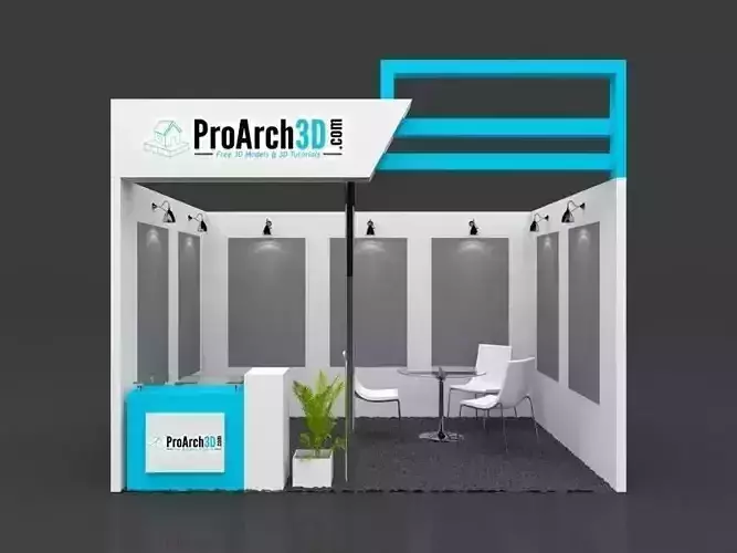 Exhibition stall 3d model 4x3 mtr 1 side open
