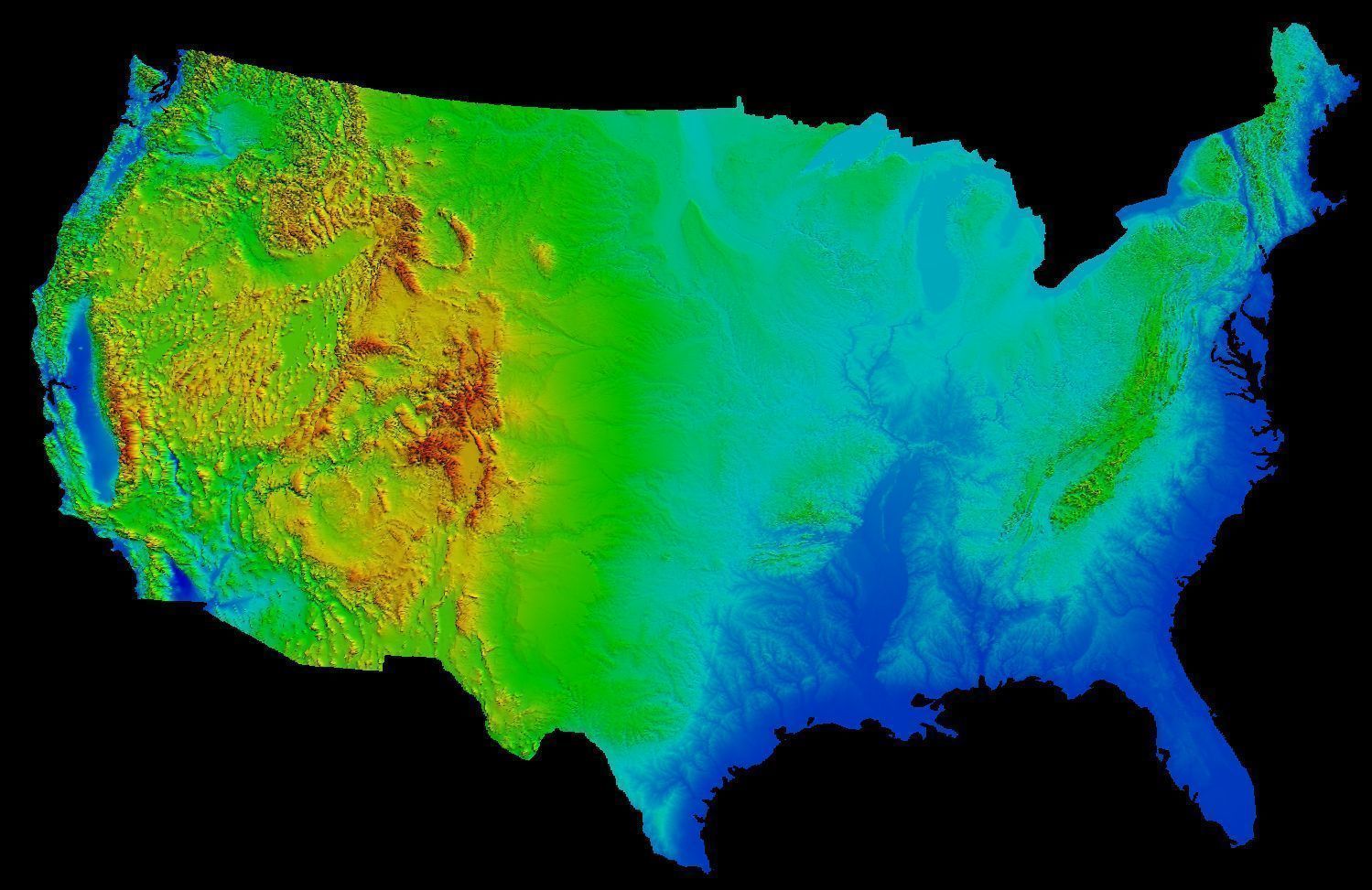 USA 3D terrain model  3D print model_1