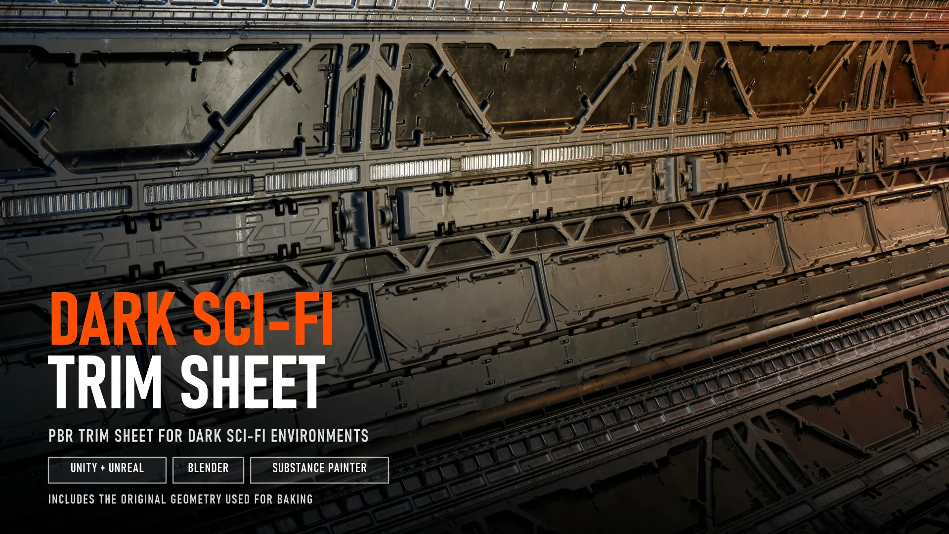Dark Sci-Fi Trim Sheet Texture
