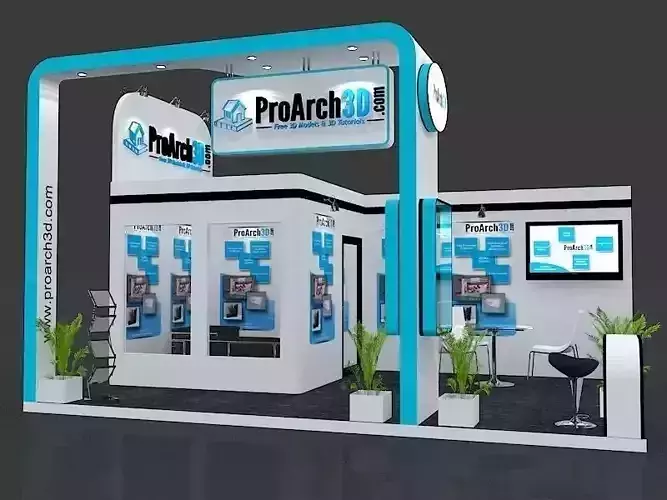 Exhibition stall 3d model 6x4 3 sides open 3D model