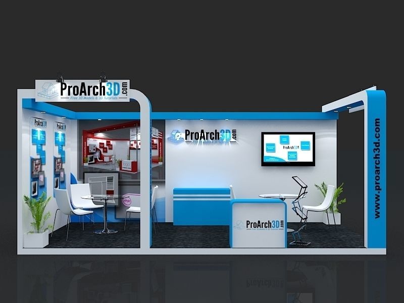 Exhibition stall 3d model 6x3 2 sides open 3D model_1