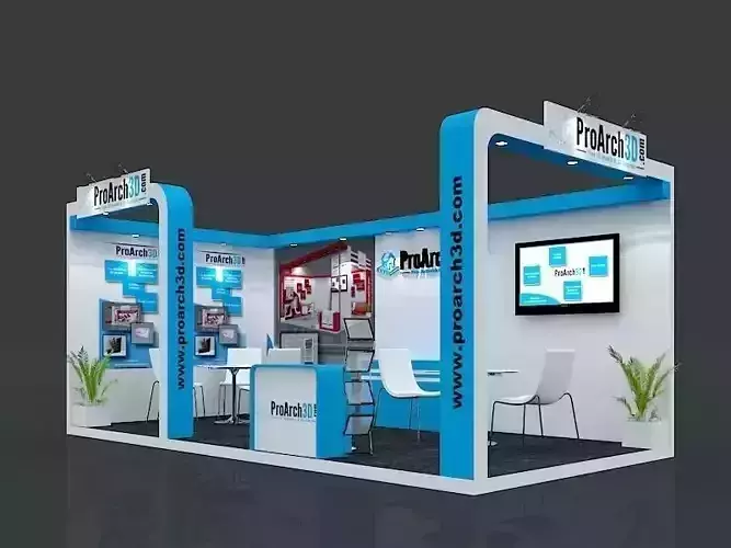 Exhibition stall 3d model 6x3 2 sides open 3D model