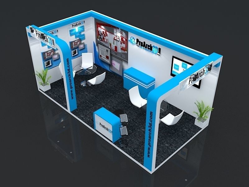 Exhibition stall 3d model 6x3 2 sides open 3D model_2