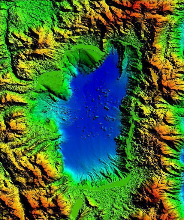Lake Tahoe 3D  underwater bottom topographic terrain DEM 3D print model_3