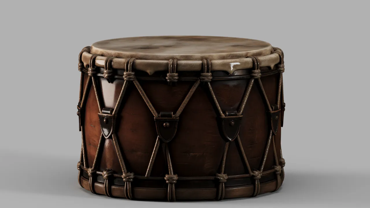 Traditional Rope Tension Drum with Wooden Shell S00761 3D model | CGTrader