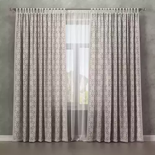 Curtains curtain with geometric pattern 3D model