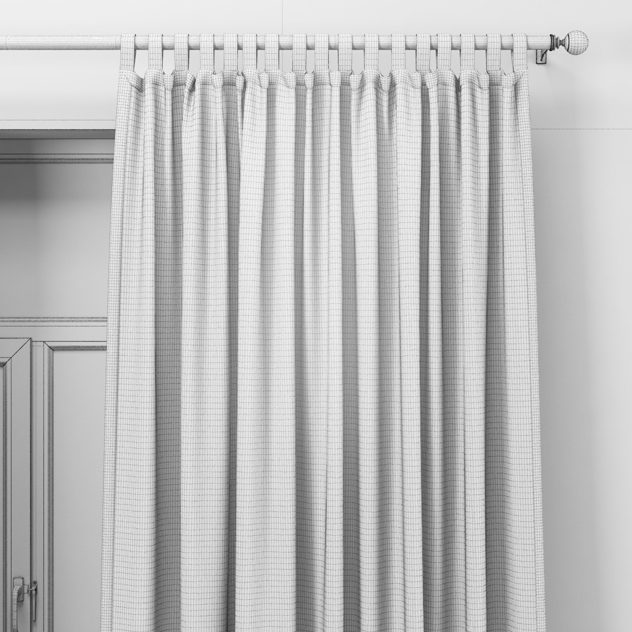 Curtains curtain with geometric pattern 3D model_2