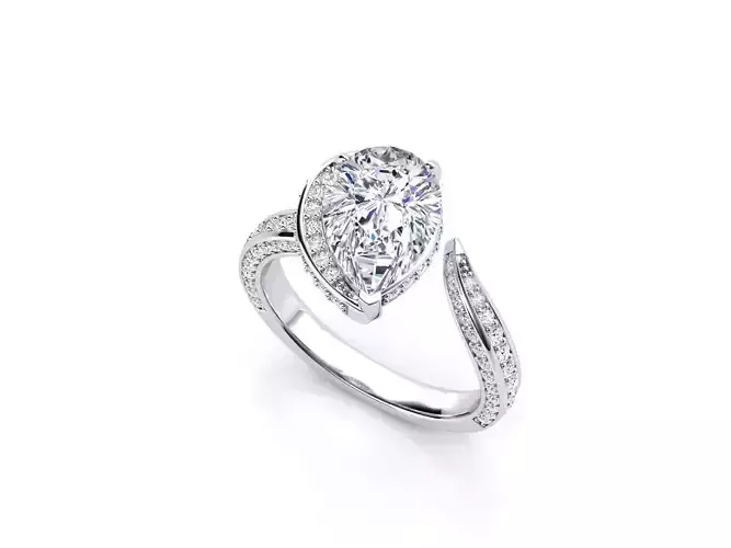 ZLR074 pear shaped diamond engagement ring