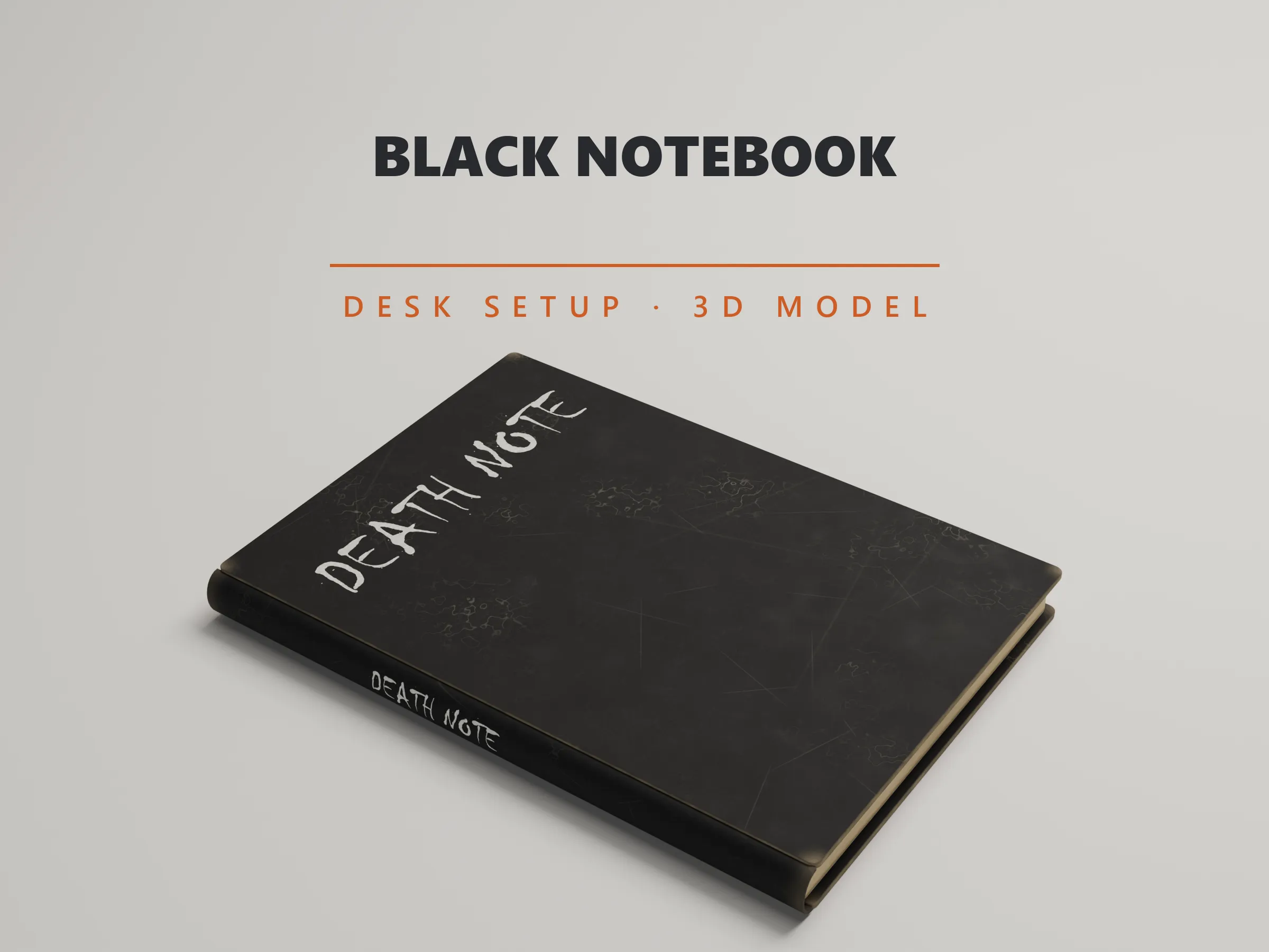 Worn Black Hardcover Notebook with Blank Cover Variant PBR Low-poly 3D model