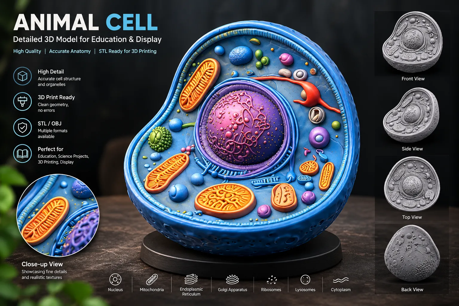 Animal Cell V1 3D print model