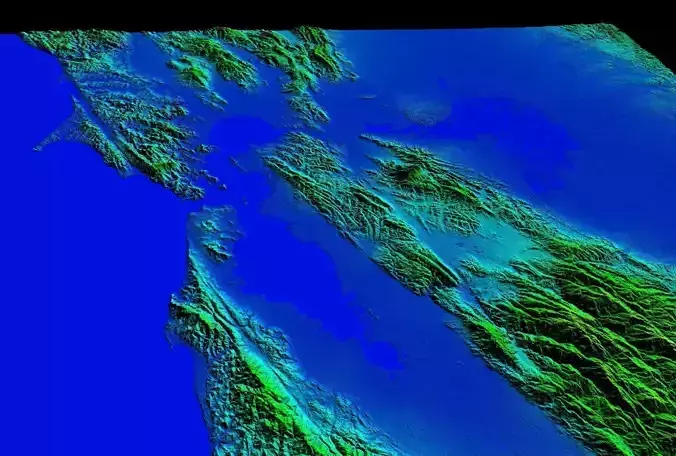 San Francisco Bay area terrain topography elevation model 3D print model