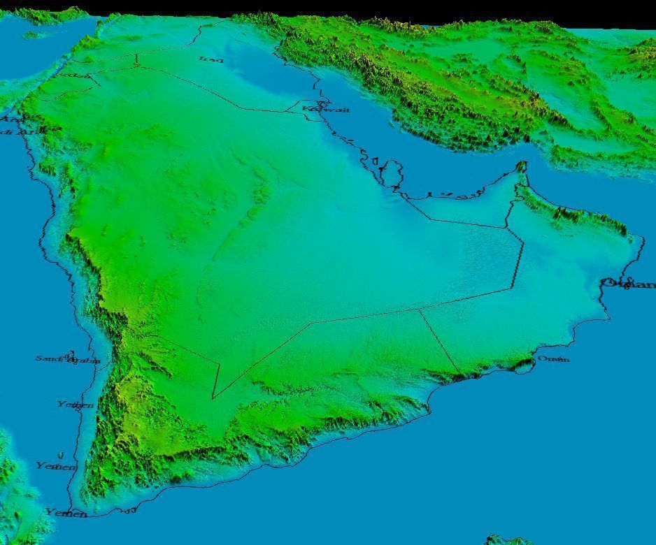 Terrain elevation topo model of Arabia 3D print model_1
