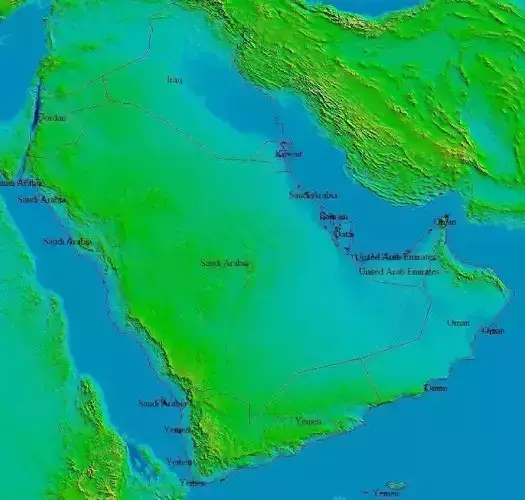 Terrain elevation topo model of Arabia 3D print model
