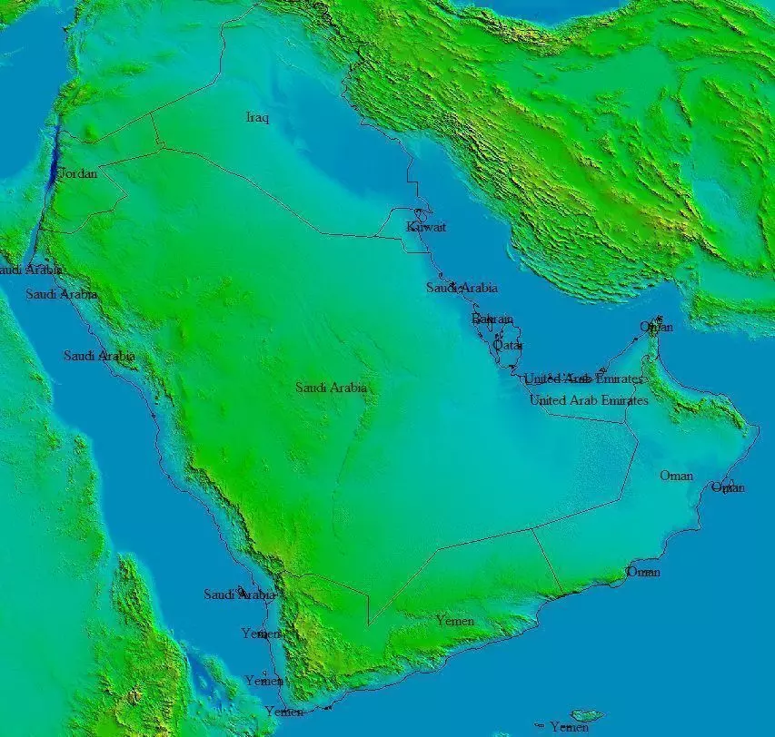 Terrain elevation topo model of Arabia 3D print model_0