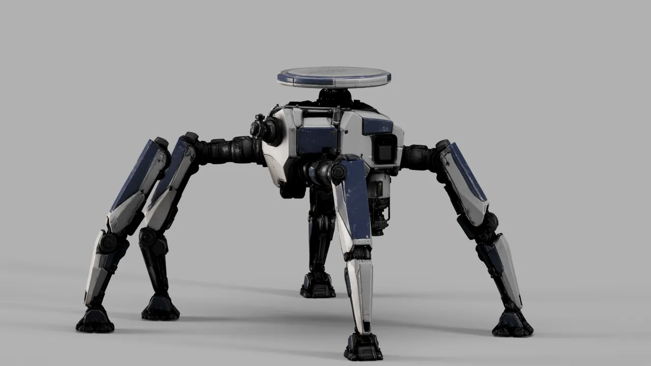 White and Blue Spider Walker Robot with Dish Sensor S00736 3D model ...
