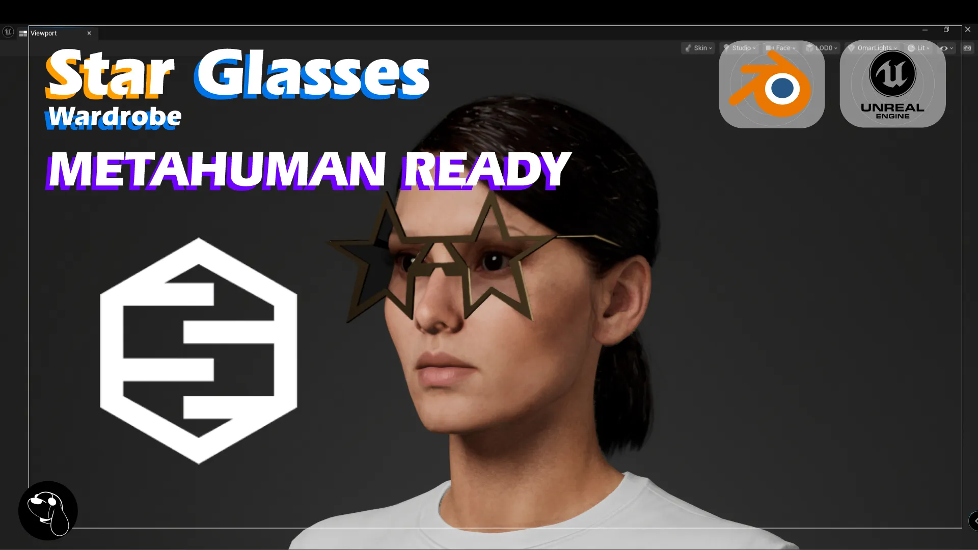 Star Sunglasses Modern Fashion Eyewear MetaHuman Wardrobe Low-poly 3D model
