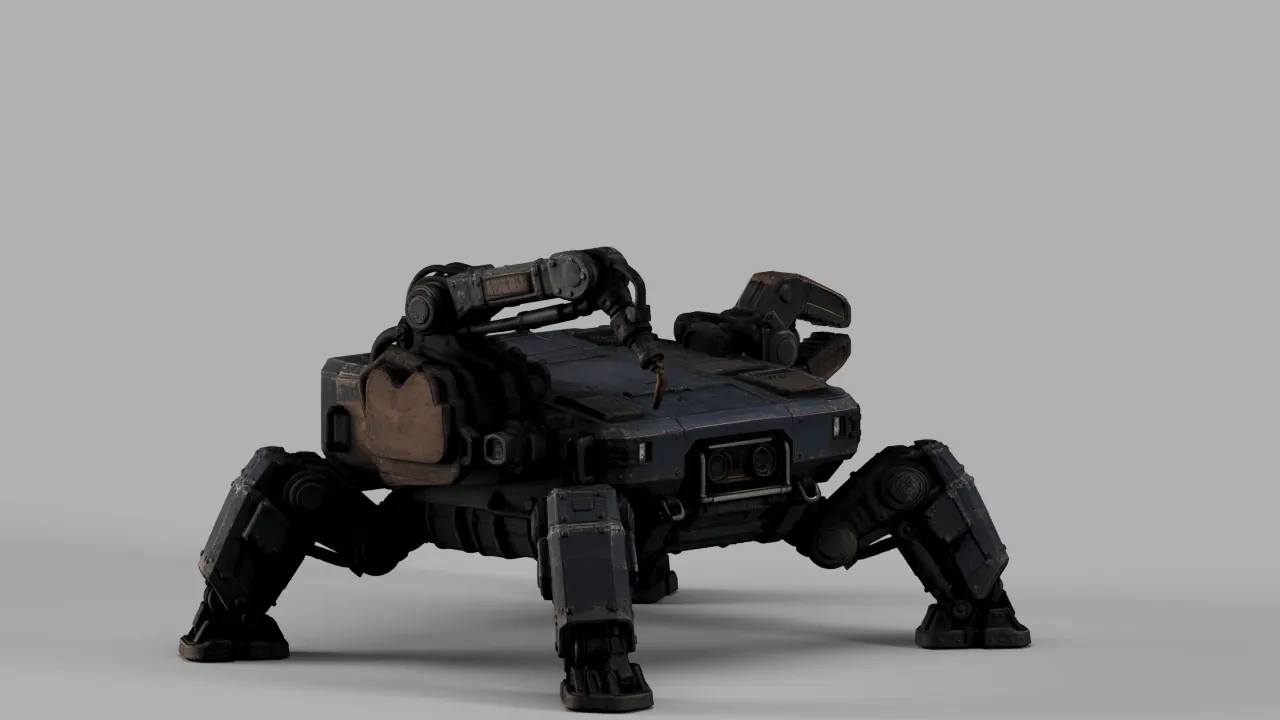 Dark Quadruped Utility Robot with Manipulator Arm S00727 3D model ...