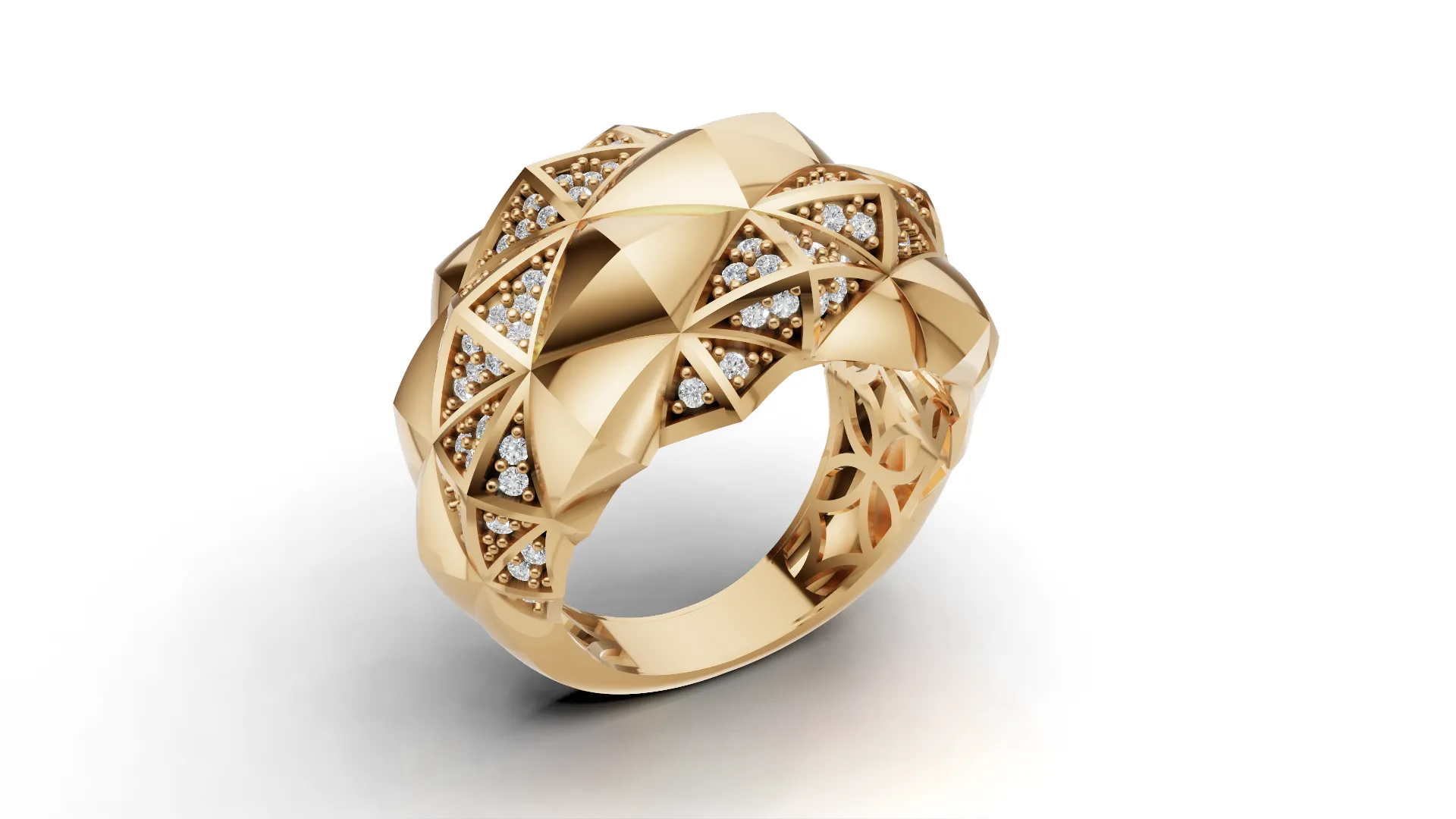 Gold Rong's Gold Geometric Dome Ring 3D model 3D printable | CGTrader