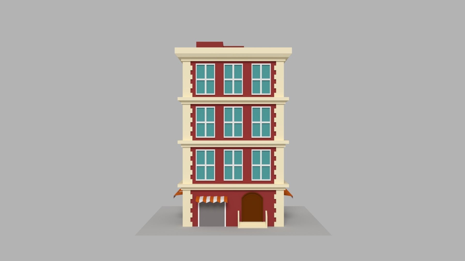 city building Low-poly 3D model_1