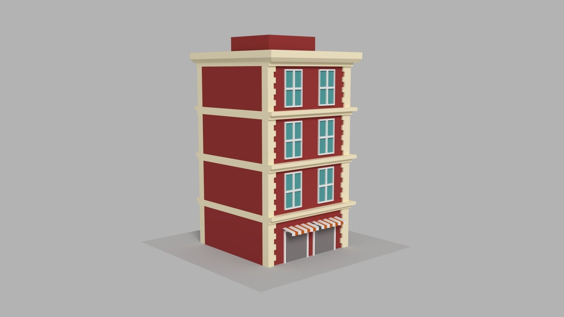 city building Low-poly 3D model_2