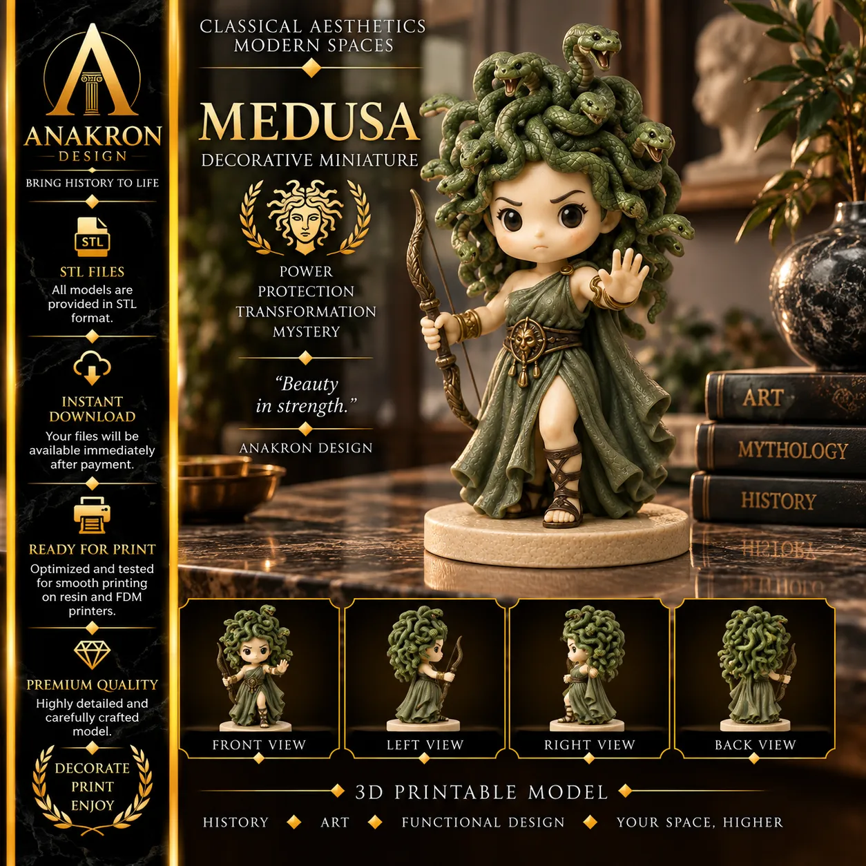 Medusa Miniature STL Chibi Greek Mythology Gorgon Statue 3D print model