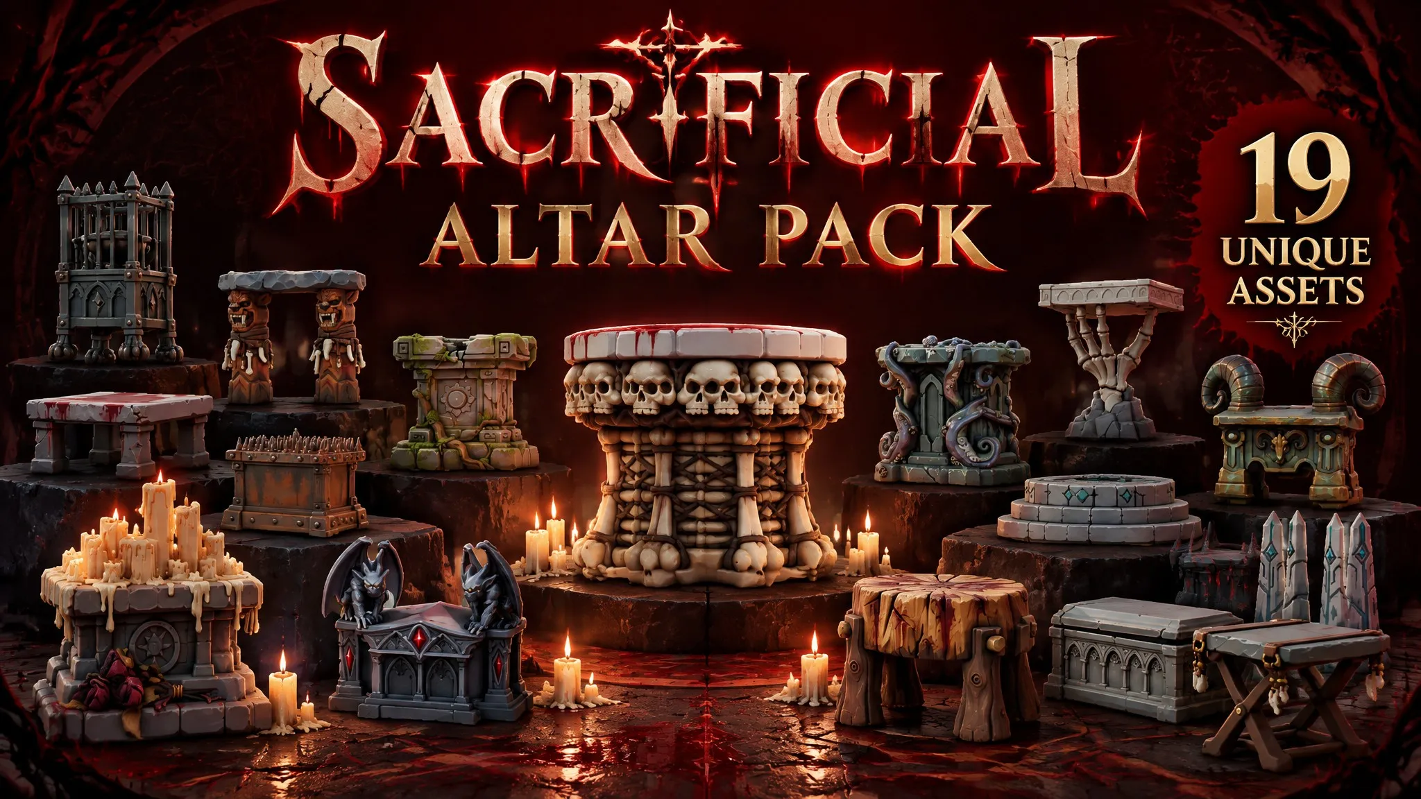 Sacrificial Altar Pack Low-poly 3D model