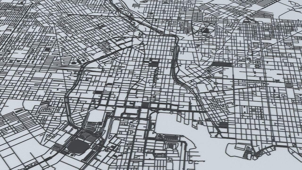 Baltimore Road Network and Streets 3D model_2