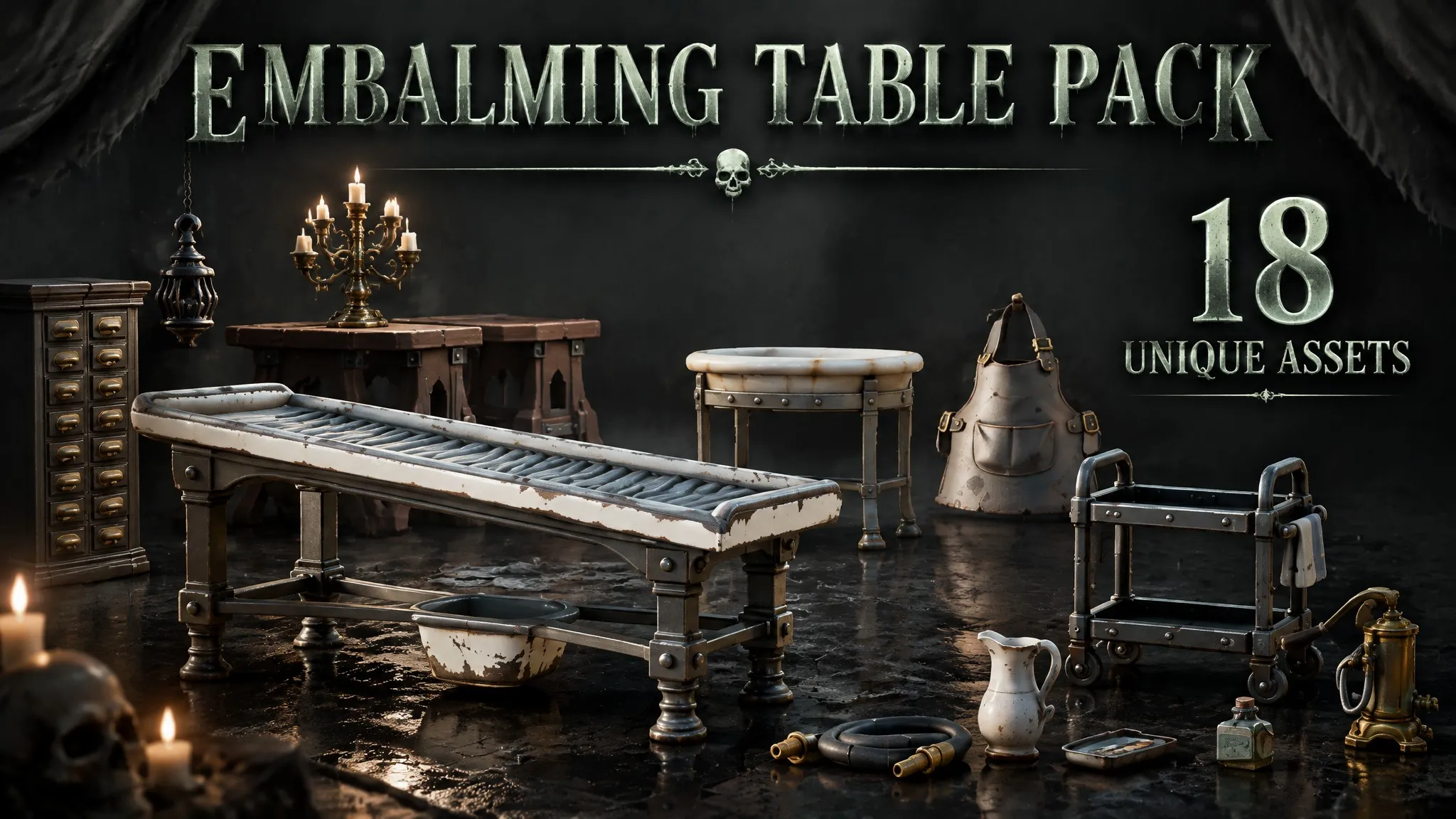Embalming Table Pack Low-poly 3D model