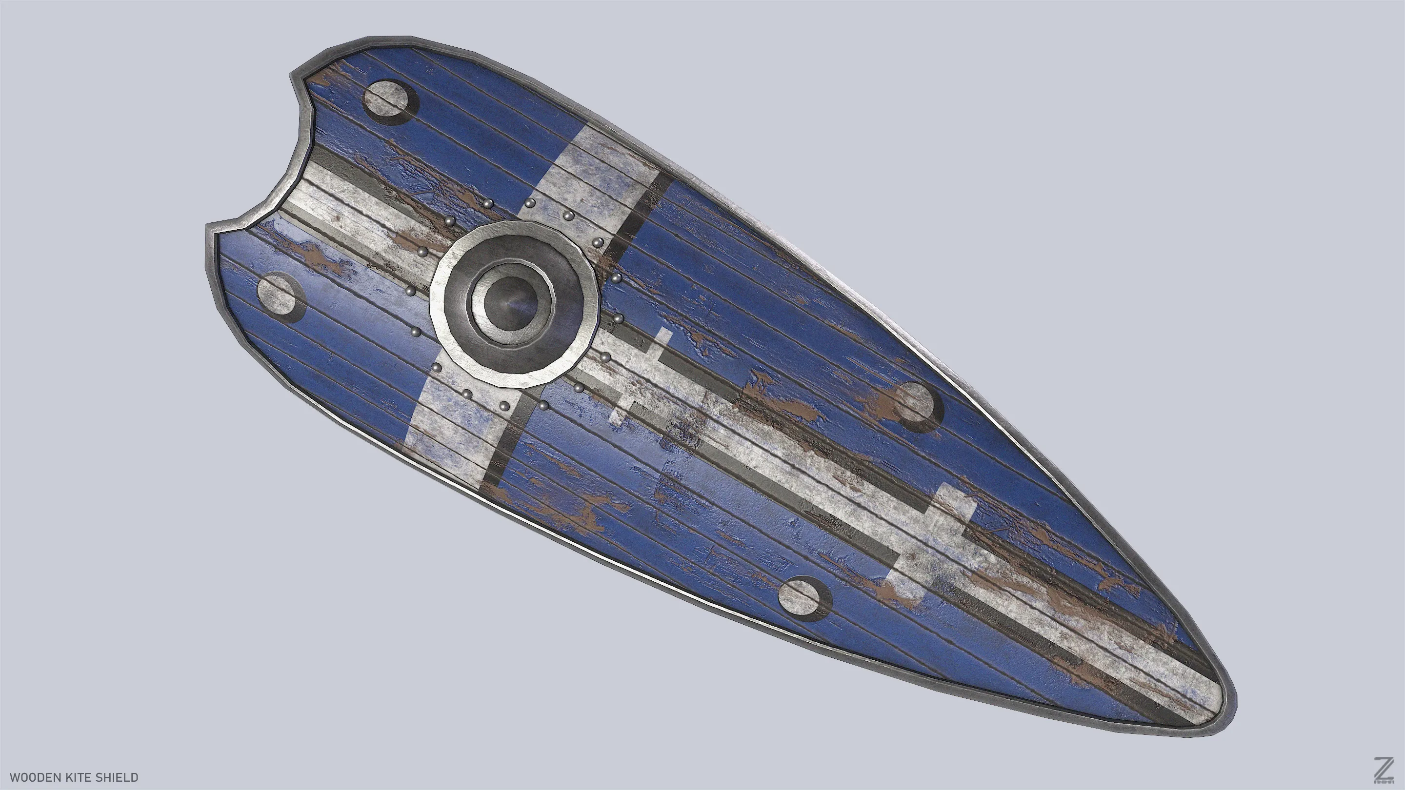 Wooden kite shield Low-poly 3D model