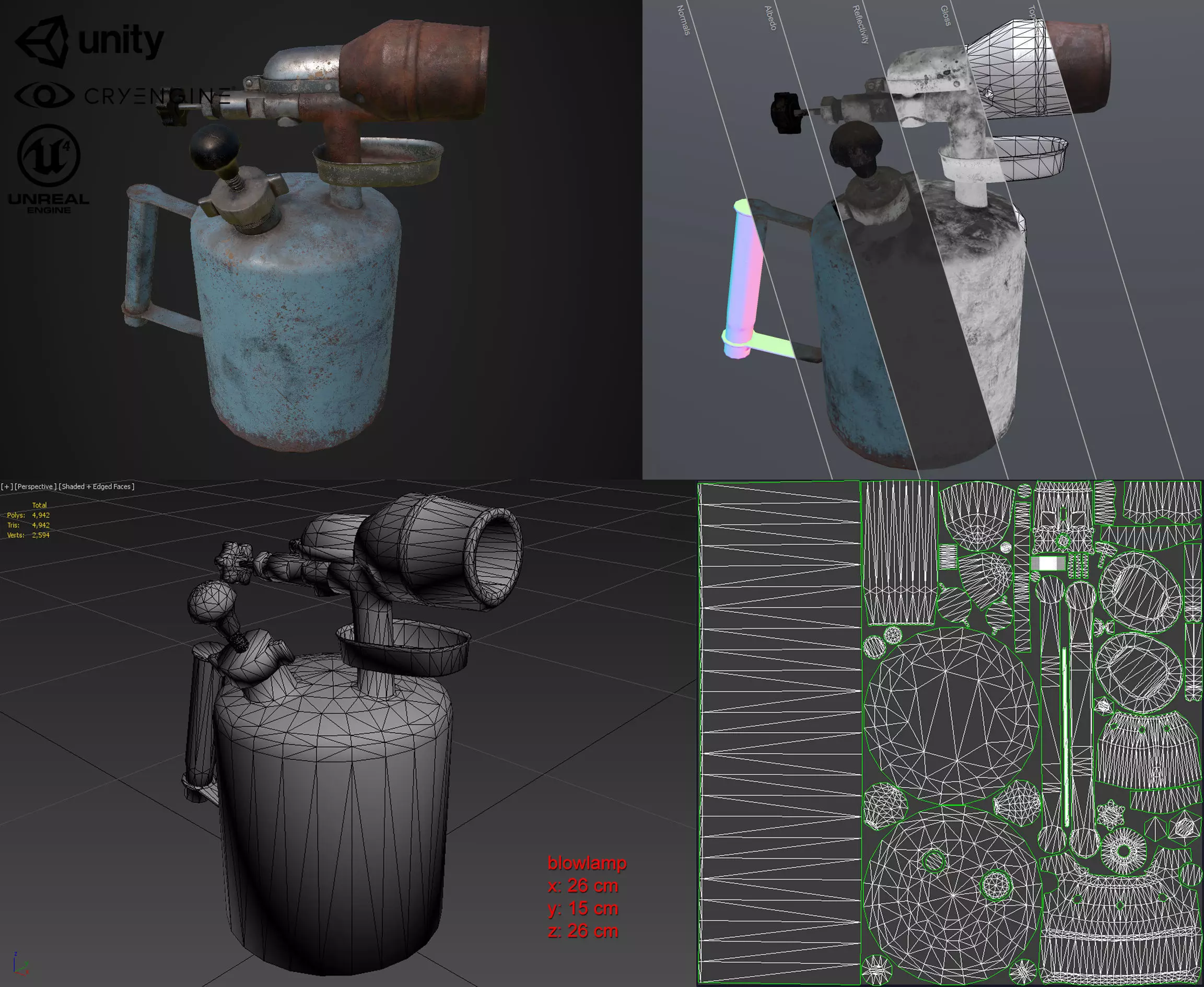 Old Soviet blowlamp Low-poly 3D model_0