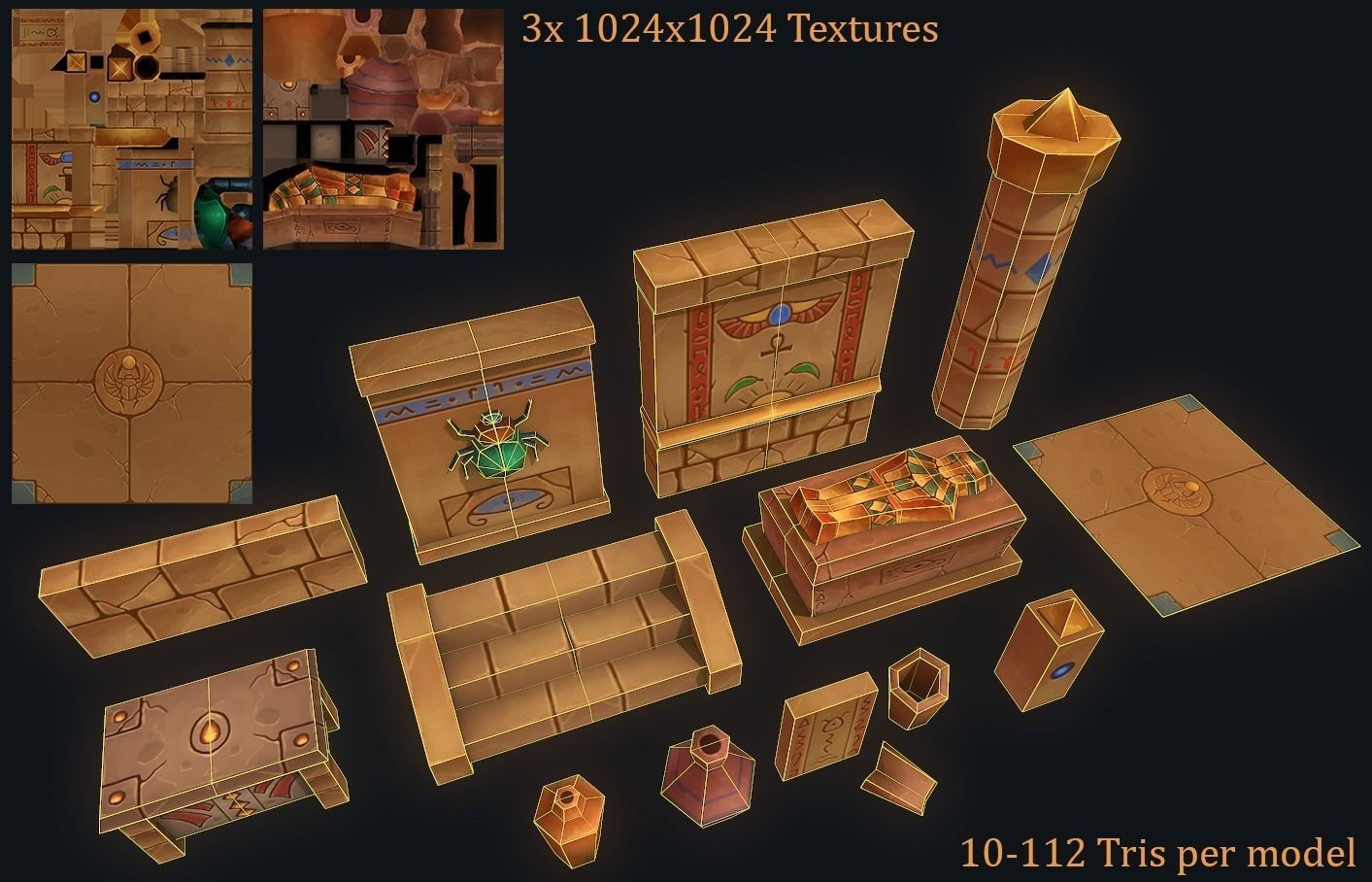 Medieval Tomb - Egypt Low-poly 3D model_12